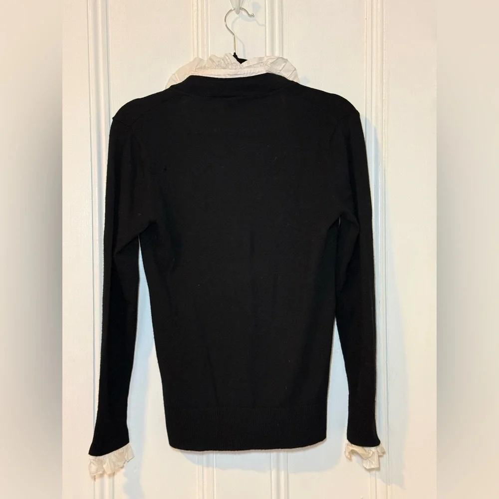 Tory Burch Cardigan Sweater with Ruffle Collar Size M - Picture 4 of 9